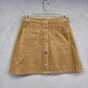 Arizona Corduroy Mini Skirt Juniors 1 Brown Button Front Y2K Festival Retro Glam
